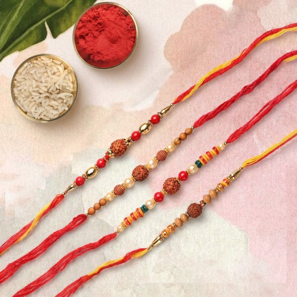 Rudraksha Rakhi with Dry Fruits - Set of 4 - Angle 3