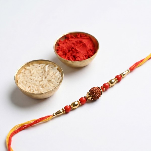 Splendid Rudraksha Rakhi with Dry Fruits - Angle 4