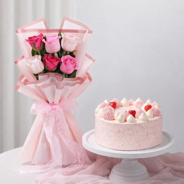 Blooming Affection with Vanilla Cake
