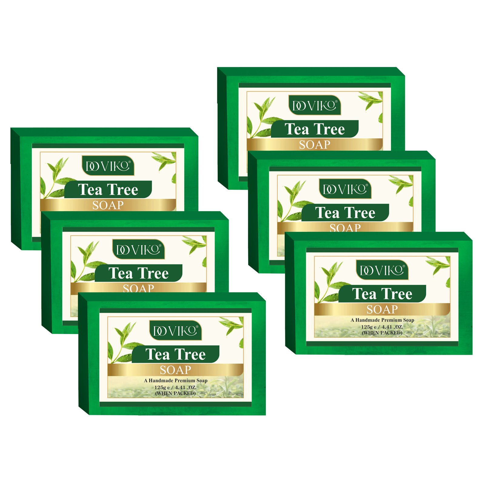 Doviko Pure & Refreshing Tea Tree Soaps for Acne Control - 6x125g