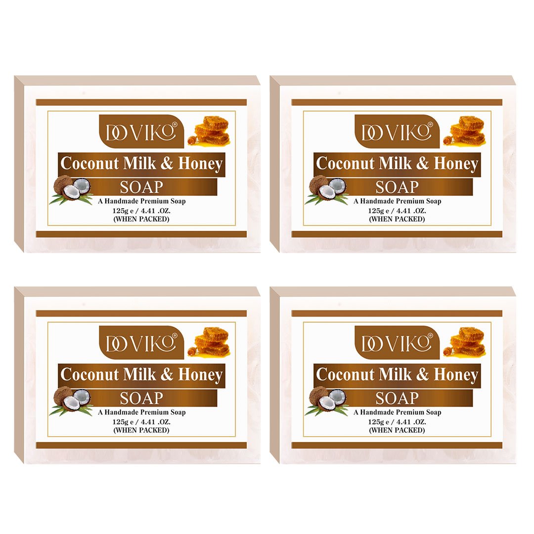 Doviko Organic Coconut Milk & Honey Soap - Pack of 4 (500 g)